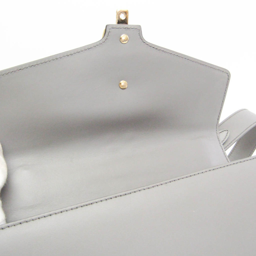 GUCCI Authentic Gray Leather Sylvie Shoulder Bag - Picture 12 of 16